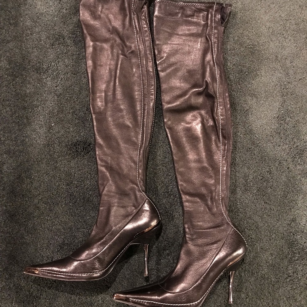 Brunomagli over the knee Blk Leather Boots sz 35